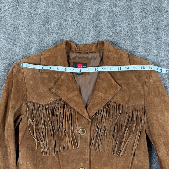 Vintage Gallery Brown Genuine Suede Leather Fringe Jacket Women’s S Western Boho - Picture 10 of 12
